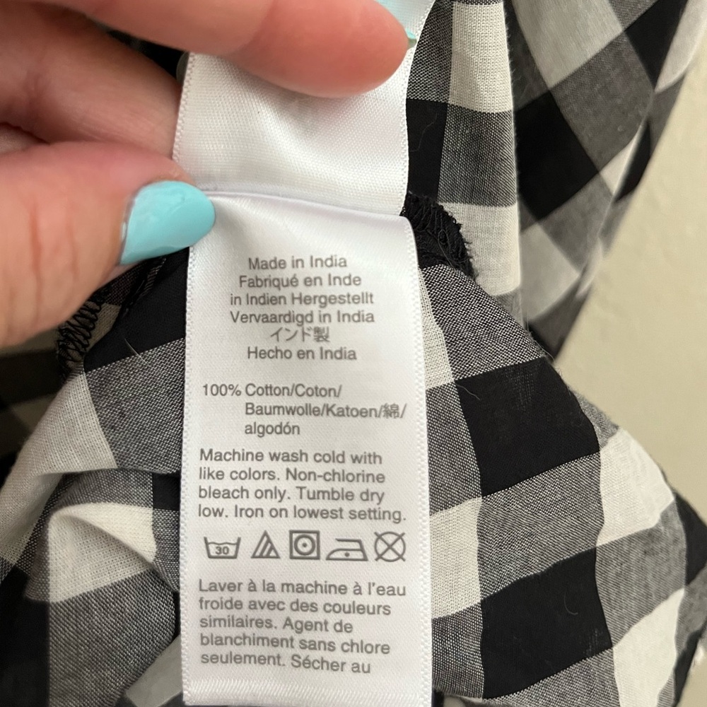 J. Crew Beachwear Button Front Ruffle Dress Black and White Gingham Sz med - Picture 14 of 16
